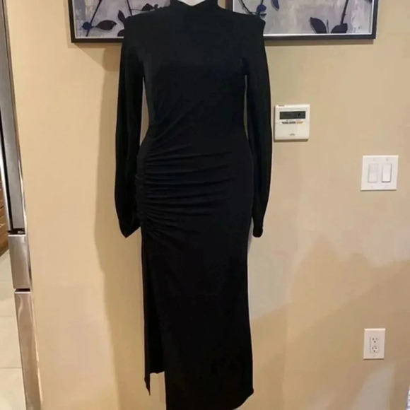 ZARA WOMAN NWT BLACK DRAPED SHEATH DRESS - Picture 8 of 12
